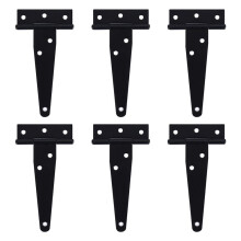 6 Pcs 4-Zoll-T-Riemenscharniere Rustikales Tor Gurtscharnier Rostfreie Tortür Schwarze Scharniere für Fenster, Zäune und Scheunentore