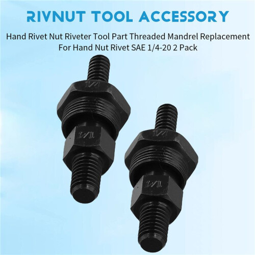 Hand Rivet Nut Riveter Tool Part Threaded Mandrel Replacement for Hand Nut Rivet SAE 1/4-20 2 Pack 1