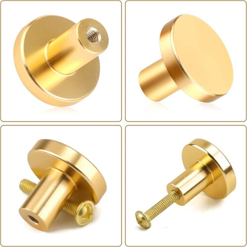 8pcs Cabinet Knobs,Round Dresser Pull Knob Wardrobe Pull Door Handle with 8 Screws Drawer Pulls Kitchen Gold 2
