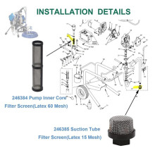 246385 246384 287032 Airless Spuitfiltergaasset voor  390 395 490 495 5 95 3400 Spuittoestellen
