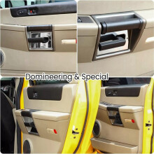 Smooth Aluminum Chrome Billet Interior Door Handles Cover Trim, Anti-Scratch Plates for H2 SUV SUT 2003-2007
