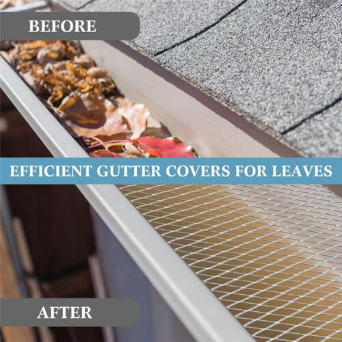 Gutter Guard Mesh Filter Gutter Cover DIY Gutter Screen Protection Netting Roll with 10 Fixed Cable Tie for Leaves