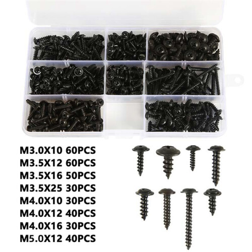 Black Carbon Steel Tapping Screws Round Screws with Washers 2