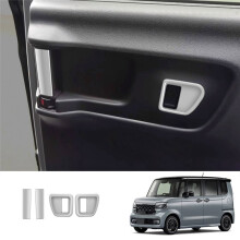 Zierrahmen für Mittleren Türgriff Des Autos für  N-BOX 2024, Aufkleber für Mittlere Türschalterverkleidung, RHD, Silber
