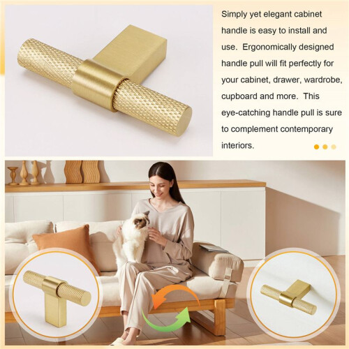 Solid Brass French Style Luxury Cabinet Knobs Wardrobe Drawer Doors Handle Tbar Cabinet Handle 60mm 1