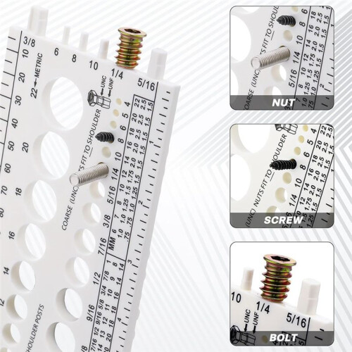 3Pcs Nut Bolt Thread Gauge Plastic Metric and Standard Sizer Tool Bolt Measuring Size and Thread Identifier Gauge 2