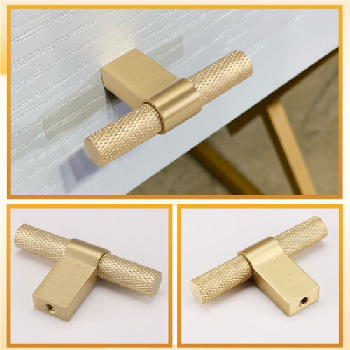 Solid Brass French Style Luxury Cabinet Knobs Wardrobe Drawer Doors Handle Tbar Cabinet Handle 60mm 2
