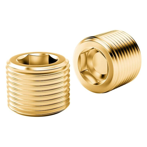 25Pcs Brass Pipe Plug Fitting,1/8 1/4 3/8 1/2 3/4Inch Male Internal Hex Thread Socket Pipe Plug Fitting Assortment Kit,C 2