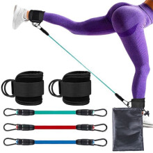 Elastic Belt Three (Including A Pair of Ankles) Leg Bounce Tension Rope Training with Ankle Elastic Rope Red Ankle Bands
