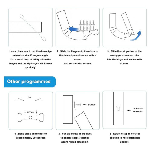 Gutter Downspout Hinges,1 Pair/2 Pcs Gutter Extension Hinge,Down Spout Drain Extension Hinge,for Square Rectangle Gutter 2
