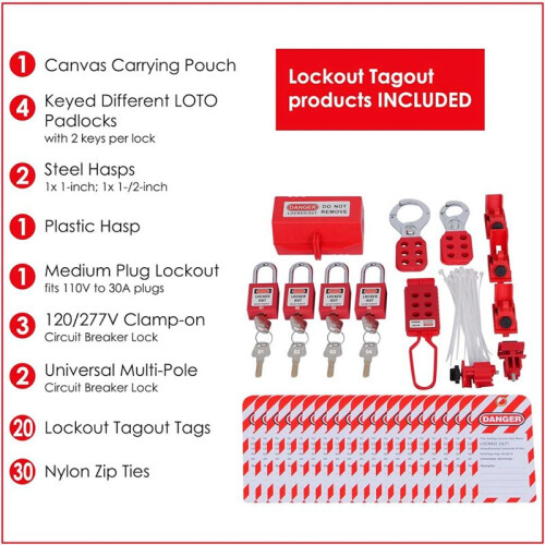 Locking Tag Kit Hasps, Clamps and Universal Multi-Pole Circuit Breaker Locks, Security Padlocks, Plug Locks 1