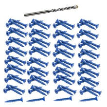 100 PCS 3/16 Inch X1-1/4 Concrete Screw Anchor Flat Heads for Anchoring to Masonry, Block or Brick Stucco