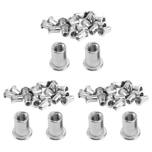 60 Pcs 304 Stainless Steel Rivet Nut Rivnut Insert Nutsert M6X15mm
