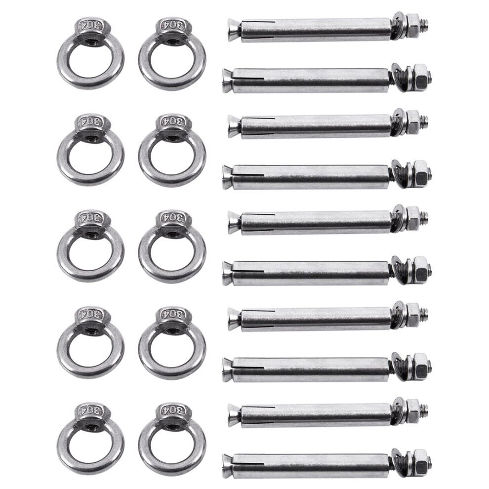 10Pcs Stainless Steel Style Shield Anchor Eye Bolts M6 X 82Mm,Silver 6031897806141