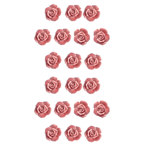 20 Pcs Ceramic Vintage Floral Rose Flower Door Knobs Handle Drawer Kitchen + Screws ()