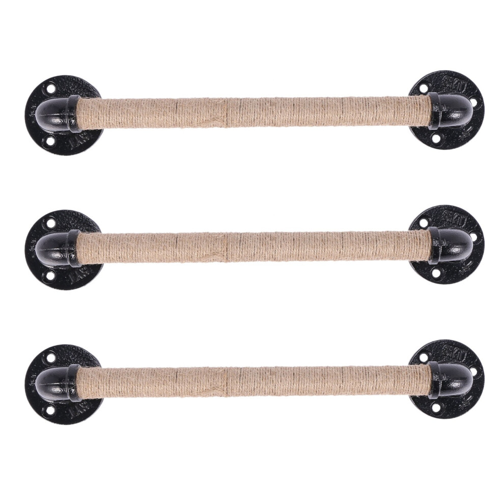 3X Industrial Style Pipe Furniture Handle Barn Sliding Wooden Door Handles Black Antique Wrought Iron Rope Handle 6031612540541