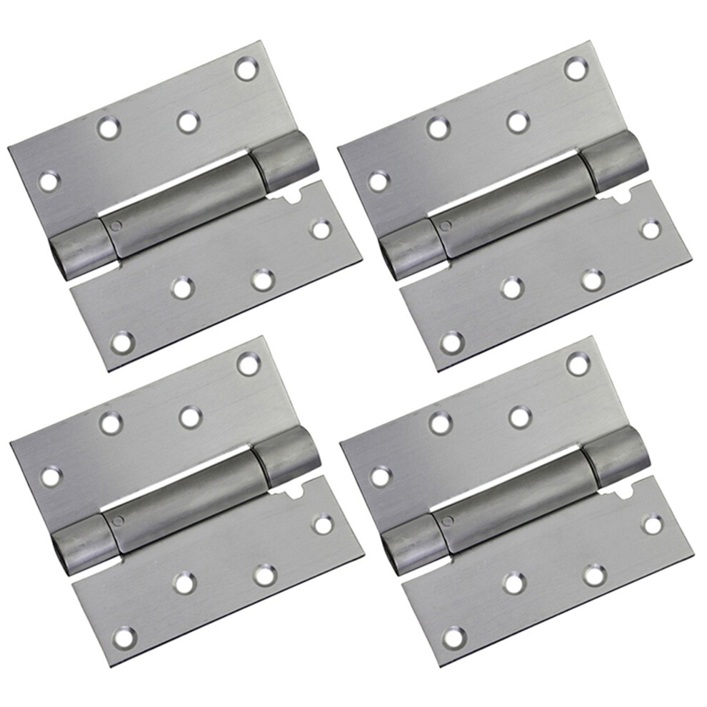 Self Closing Door Hinge, 4 Pack 4 Inch Heavy Duty Square Stainless Steel Mortise Spring Automatic Closer Hinge Hardware 6033116366085