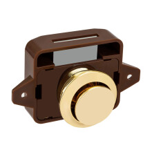 10Pcs Keyless Push Button Catch Door Knob Lock for RV Caravan Cabinet Boat Motor Home Cupboard, Brown Gold