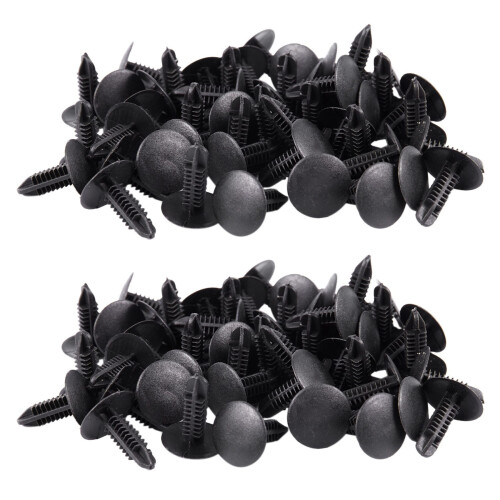 5mm x 5mm Hole Dia Black Plastic Rivets Fastener Push Clips 96 Pcs 1