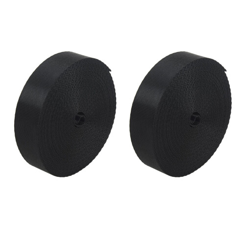 2X Black 10 Yards Nylon Webbing Tape Multi-Use Strap Strapping (25mm) Width