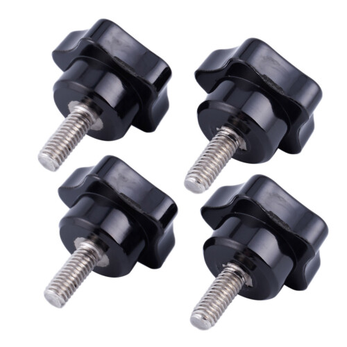M6 x 15mm Male Thread Screw Star  Locking Screw Handle Black 4 Pcs