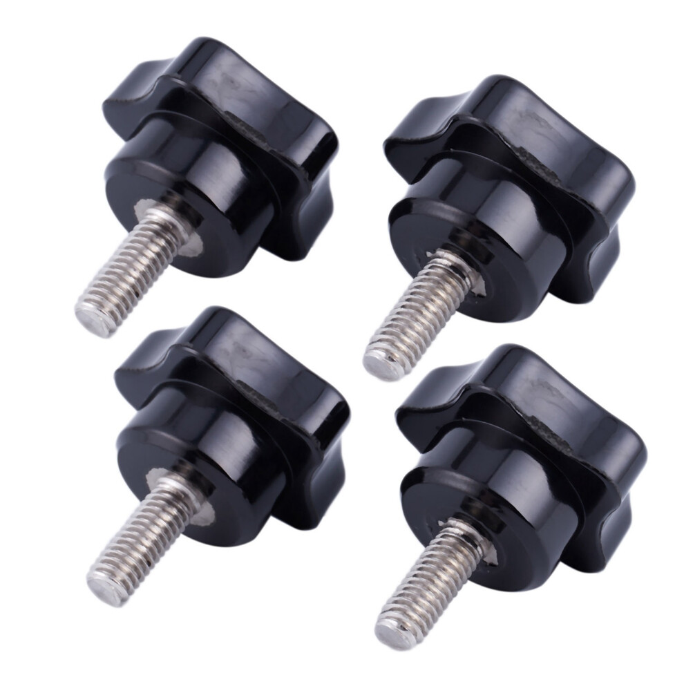 M6 X 15Mm Male Thread Screw Star Locking Screw Handle Black 4 Pcs 6031068200594