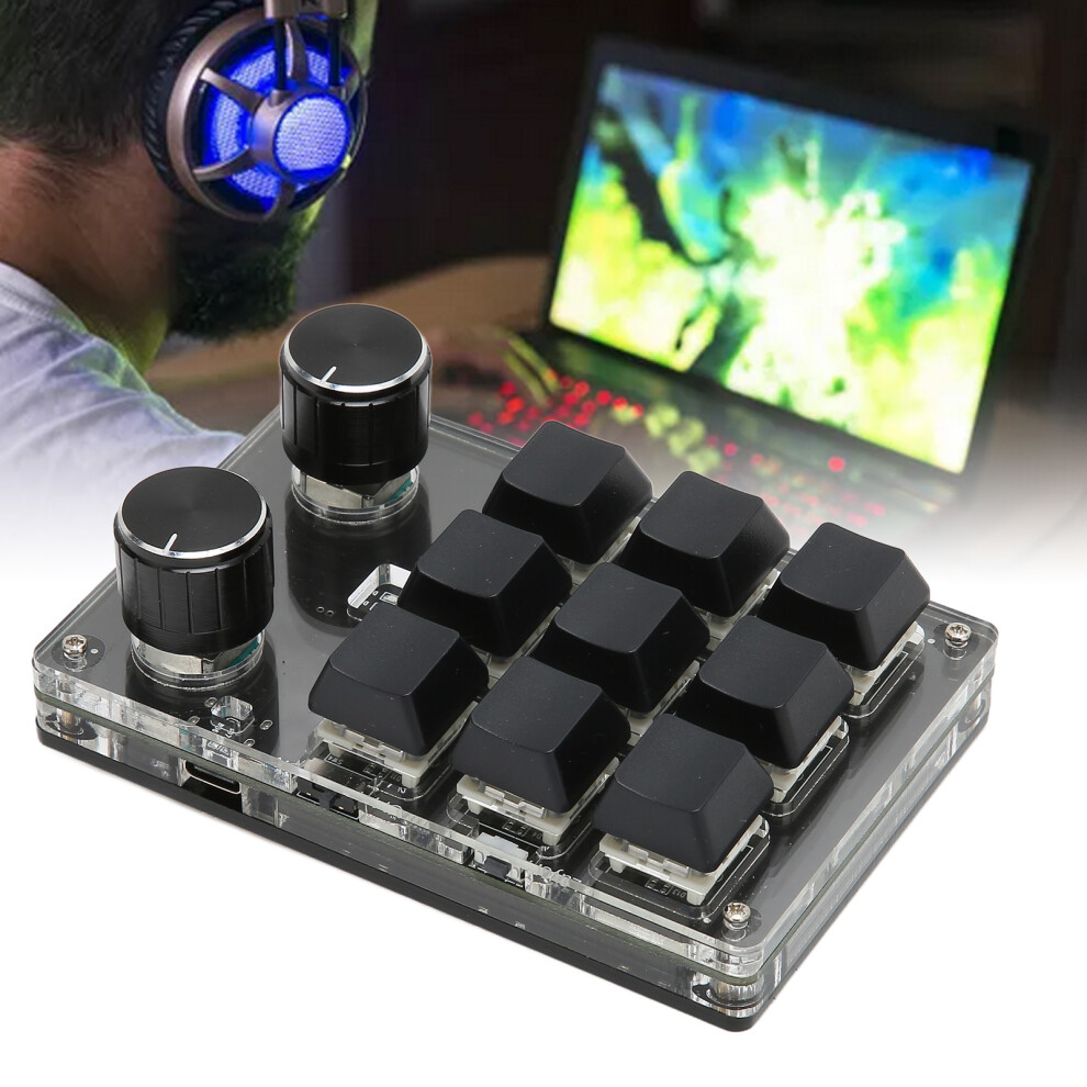 Mechanical Gaming Keypad 9 Keys + 2 Knobs Wireless Usb Acrylic Diy Programmable 8441390222795
