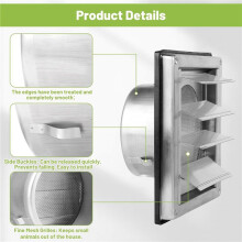 2X Griglia di Ventilazione Copertura per Prese D'Aria In Acciaio Inossidabile da 150 mm, Copertura per Griglia con Feritoie Presa D'Aria A Parete per