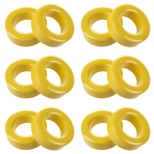 12 Pcs 33mm x 19mm x 11mm Yellow White Iron Core Ferrite Rings Toroid