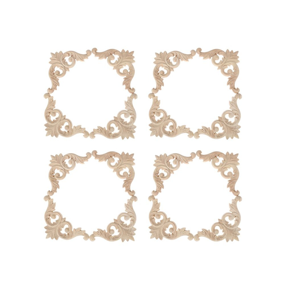 Wood Carved Corner Mouldings Onlay Applique Unpainted Furniture Decor 16Pcs 12X12cm 6031151131682