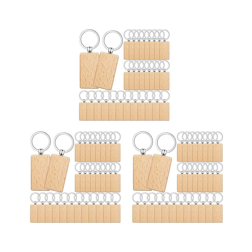 150 Pieces Blank Wooden Key Tag Key Engraving Blanks Unfinished Wood Keychain Key Ring Key Tags For Diy Crafts,Rectangle 6033082159995