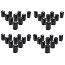 40Pcs Rubber End Caps 16mm ID PVC Round Tube Bolt Cap Cover Screw Thread Protectors Black