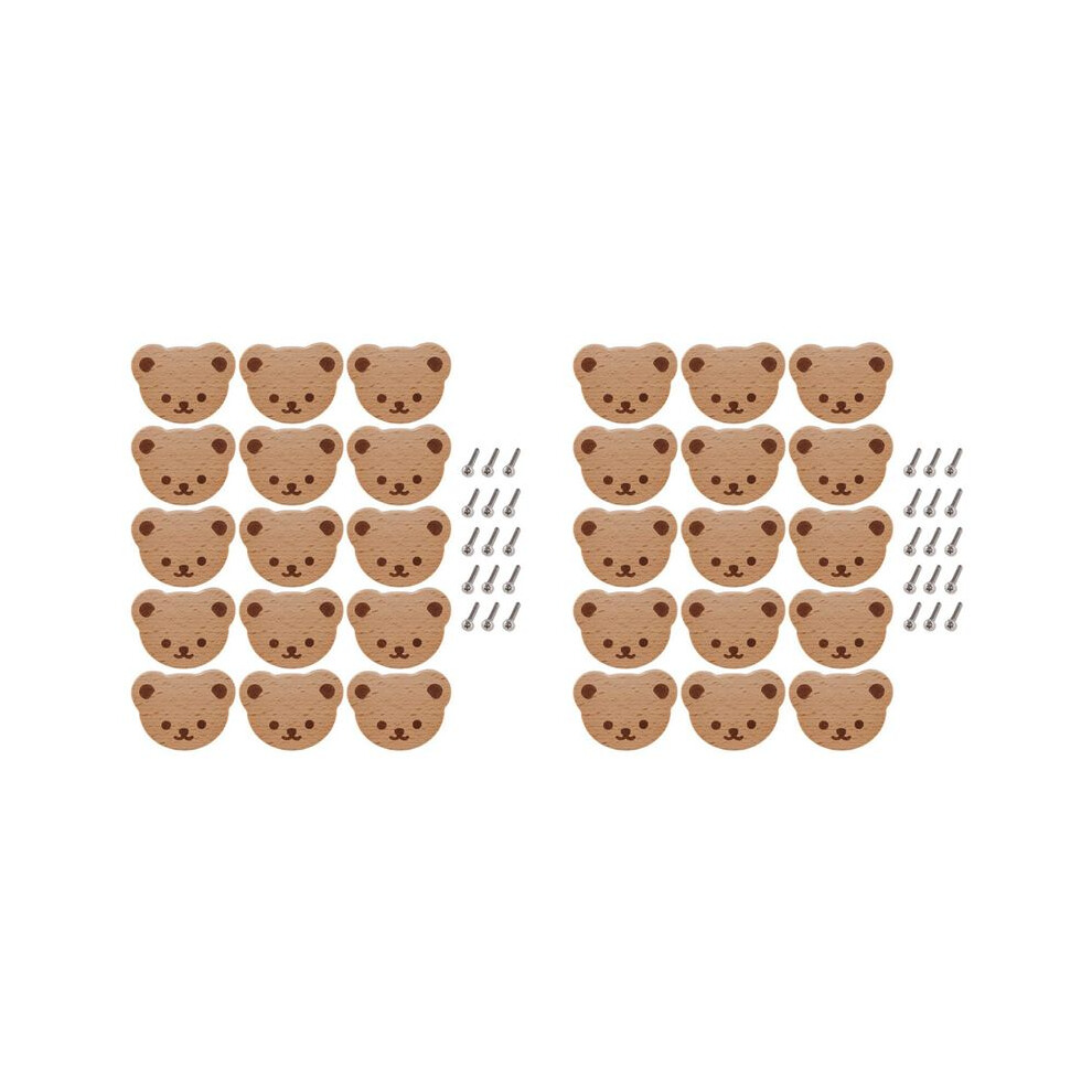 30Pcs Furniture Knobs,Wooden Drawer Knobs, Wooden Cupboard Knobs,Bear Drawer Knobs For Kids, Dresser, Drawers,Kitchen 4712872013762