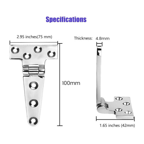 DobradiçAs T de Grau MaríTimo, DobradiçAs de , 4 Polegadas X 2 Polegadas, Sem RuíDo, AçO InoxidáVel 316 Resistente com Parafusos (6 PCS) 1