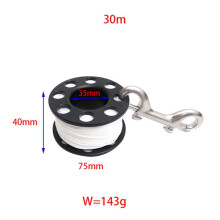 4st 30M Scuba Diving Spool Finger Rulle med Rostfritt StåL Dubbla Ended Krok SMB Utrustning Cave Dive