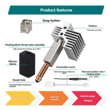 HotendKit für Centauri Carbon Abnehmbares Throat Kit Chrom Zirkonium Kupfer Gehärteter Stahl Düse HotEnd Teil, D