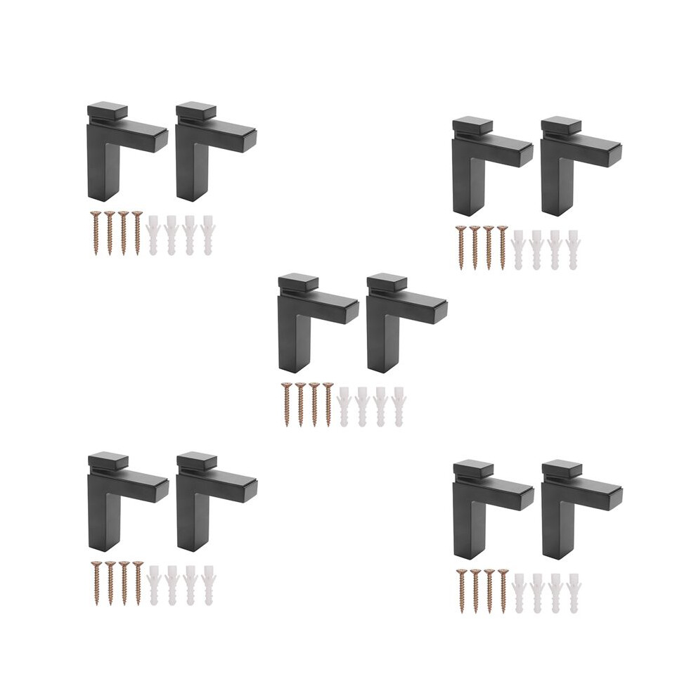 10 Pcs Adjustable Wood/Glass Shelf Bracket Wall Mount Heavy Duty Floating Brackets For 3-28Mm Thick Shelves, Black 4711677941546