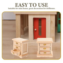 2pcs Nightstands Night Stand Furniture Bed Table Decor Miniature Cabinet Night Table Cabinet Props Wood Cupboard
