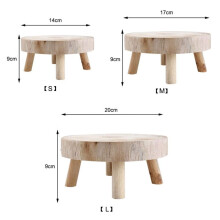 Wooden Stool Display Plant Stand Decorative Wood Plant Stool Bonsai Holder for Indoor Outdoor Home Garden L