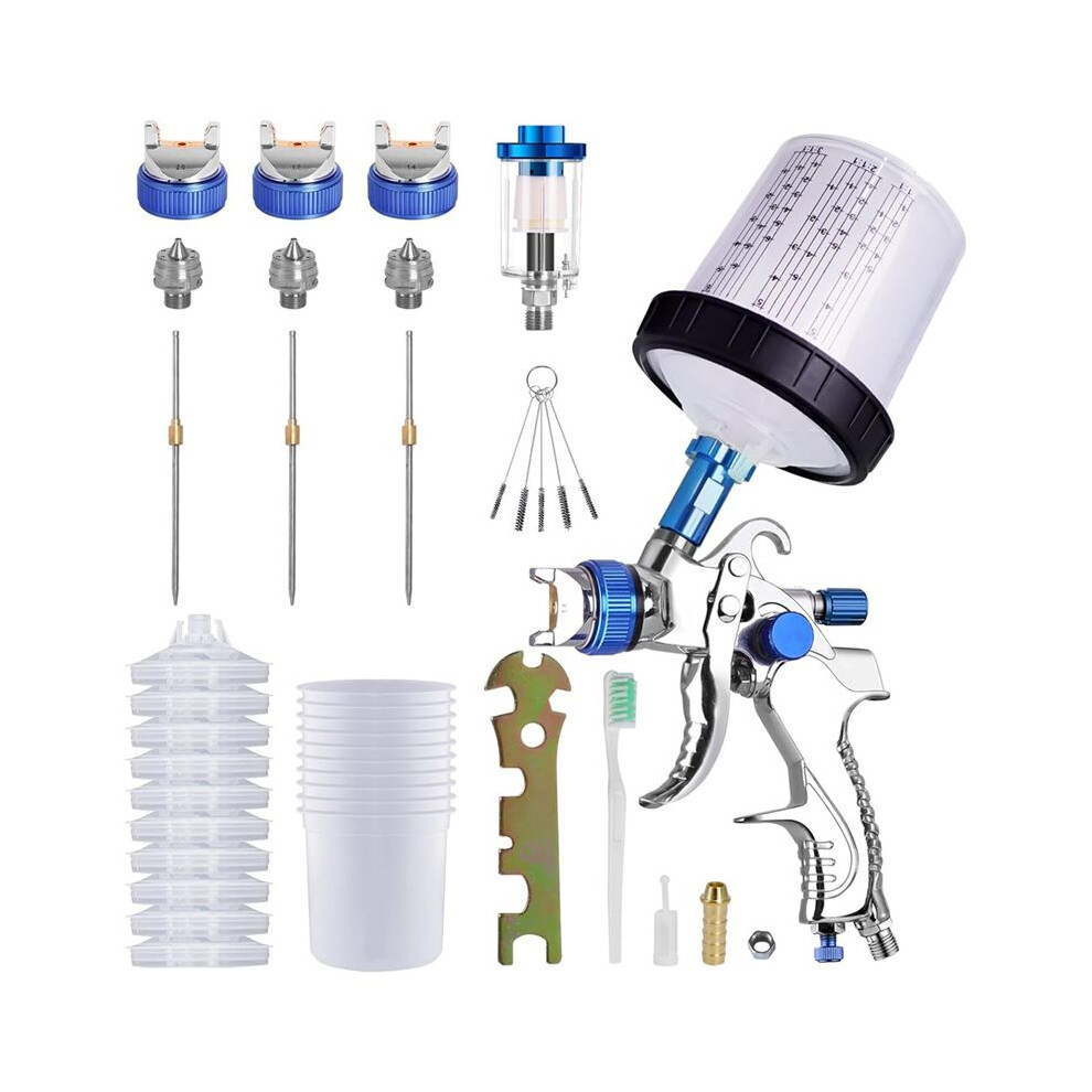 Hvlp Air Spray Paint Kit with 10Pcs 600ML Mixing Quick Cups, 1.4/1.7/2 ...