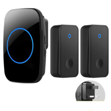 Zelfaangedreven Draadloze Deurbel, Geen Batterij, Waterdichte Deurbel voor Kinderen, Ouderen, Beller, 2 Knoppen, 1 Ontvanger, UK-PLUG
