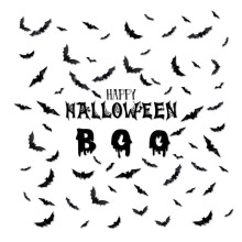 Stickers muraux chauve-souris 3D pour Halloween - PET noir, lot de 12