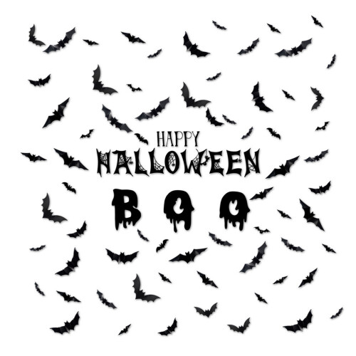 3D Bat Ghost Wall Stickers Black White PET
