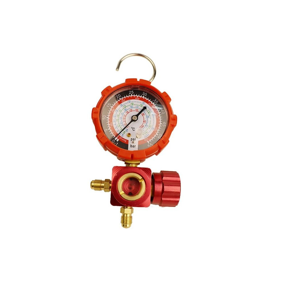 Red Air Condition Gauge For R410a R22 R134a R404a Refrigerants Manifold Gauge Manometer Valve With Visual Mirror 800Psi