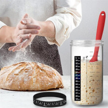 Bread Fermentation Glass Jar,Have Breathable Cloth Cover,Thermometer,Reusable Sour Dough Jar,Bread Baking,Large