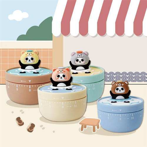 60 Min. Mechanical Kitchen Timer Panda Bathroom Manual Timer Cooking Baking Timer Children Brown 1