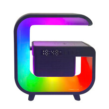 Wireless Charger Stand 5.0 Speaker Multifunction FM TF RGB Night Light Fast Charging Station for Smartphone-B