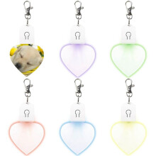 6 Llaveros en Blanca por Sublimación, Impresión por Transferencia Térmica, Llaveros Acrílicos LED, Llaveros Iluminados, Colgante, Corazón