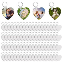 240 Llaveros de Sublimación en Blanca con Forma de Corazón de Doble Cara, 80 Llaveros de Sublimación en Blanca con 160 Anillos y Clips