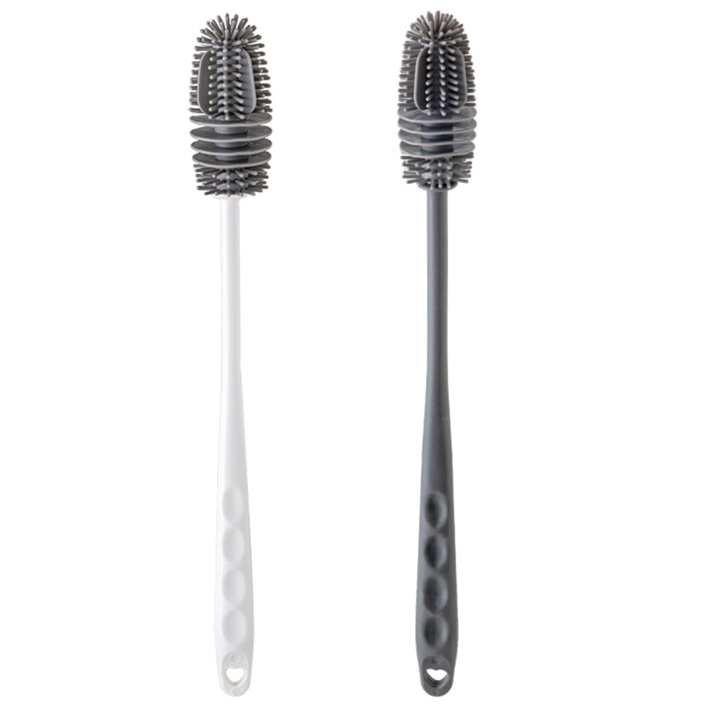 Reusable Silicone Bottle Brush with Flexible Bristles for Baby and Sports Water Bottles Cleaning